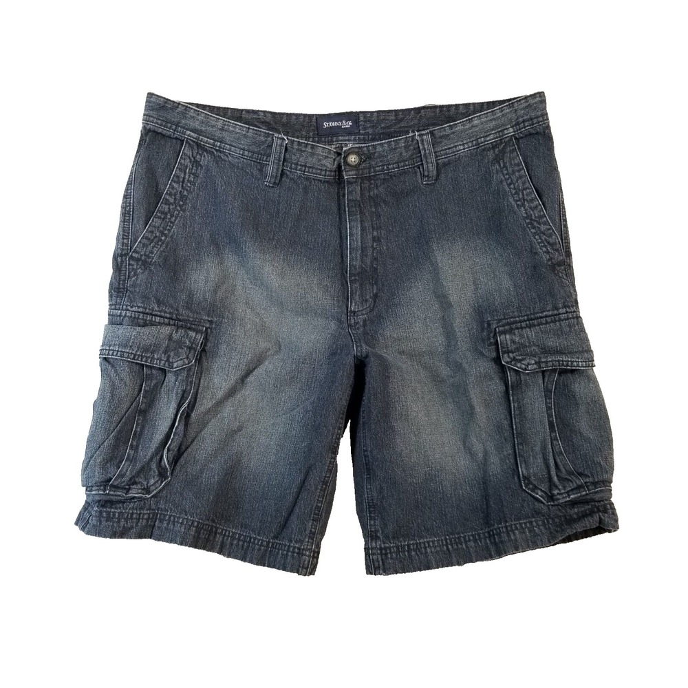 St John's Bay cargo hiking shorts men's 40x 10 blue denim outdoor fishing